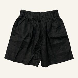 American Giant Womens 100% Linen Shorts Size Large Black Pull On Elastic Waist